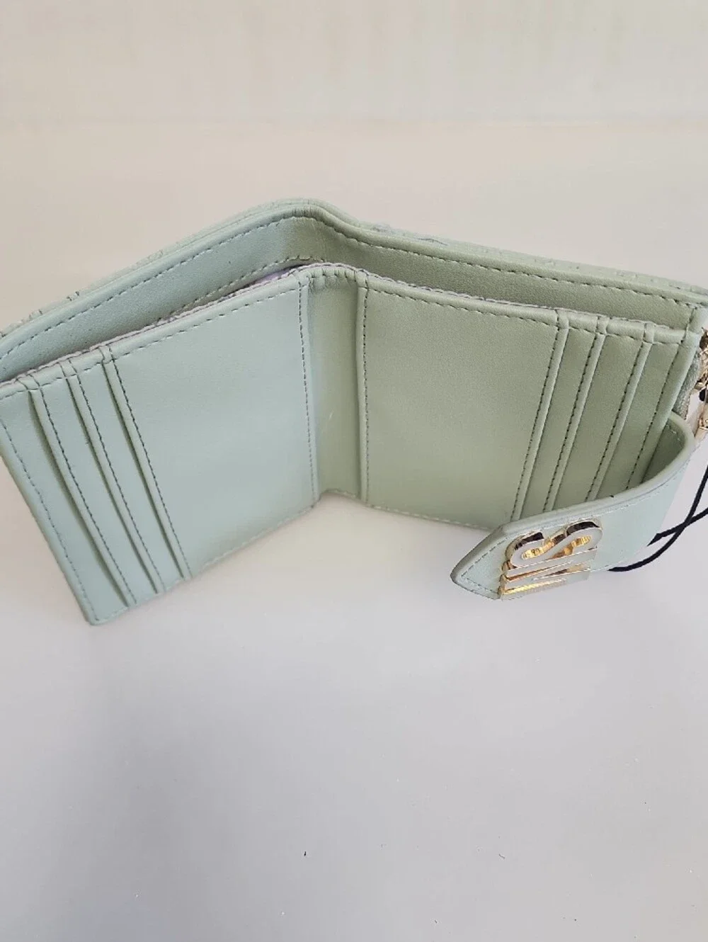 Steve Madden Pale Mint Wallet with Gold SM Accent